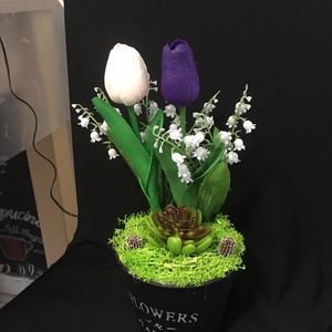  Tulipános asztalidísz, Otthon & Életmód, Dekoráció, Asztal és polc dekoráció, Dekorációs tál, tartó, Virágkötés, MESKA