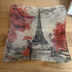 Eiffel torony mintás gyertyatartó tál, Otthon & Életmód, Dekoráció, Asztal és polc dekoráció, Dekorációs tál, tartó, Decoupage, transzfer és szalvétatechnika, MESKA