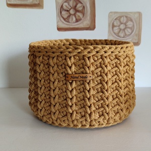 Mustár - horgolt tároló kosár, Otthon & Életmód, Tárolás & Rendszerezés, Tárolókosár, Horgolás, MESKA