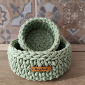 Matcha-zöld kosár szett - otthon & életmód - tárolás & rendszerezés - tárolókosár - Meska.hu