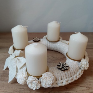Adventi koszorú - horgolt alapon - karácsony - adventi díszek - adventi koszorú - Meska.hu
