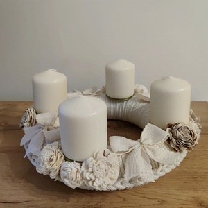 Natúr adventi koszorú (27 cm) - karácsony - adventi díszek - adventi koszorú - Meska.hu