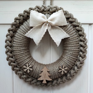 Bézs karácsony - adventi ajtódísz (19 cm) - Meska.hu