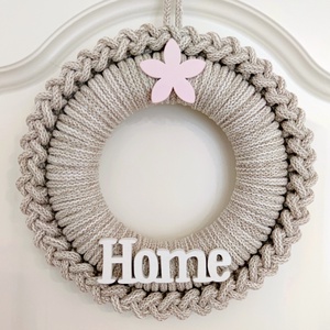 Home - ajtódísz (18 cm átmérő), Otthon & Életmód, Dekoráció, Ajtó- és ablak dekoráció, Ajtódísz & Kopogtató, Horgolás, MESKA