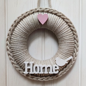 Home - ajtódísz (17,5 cm átmérő), Otthon & Életmód, Dekoráció, Ajtó- és ablak dekoráció, Ajtódísz & Kopogtató, Horgolás, MESKA