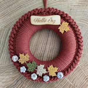 Őszi ajtódísz (19 cm átmérő), Otthon & Életmód, Dekoráció, Ajtó- és ablak dekoráció, Ajtódísz & Kopogtató, Horgolás, MESKA