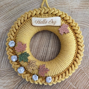 Őszi ajtódísz (20 cm átmérő), Otthon & Életmód, Dekoráció, Ajtó- és ablak dekoráció, Ajtódísz & Kopogtató, Horgolás, MESKA