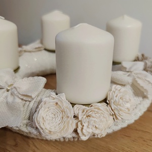 Adventi koszorú - horgolt alapon - karácsony - adventi díszek - adventi koszorú - Meska.hu