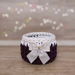 Adventi tároló kosár, Karácsony, Karácsonyi lakásdekoráció, Karácsonyi lakásdíszek, Horgolás, MESKA