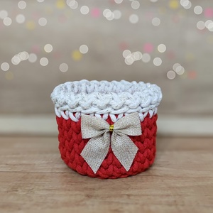 Adventi tároló kosár, Karácsony, Karácsonyi lakásdekoráció, Karácsonyi lakásdíszek, Horgolás, MESKA