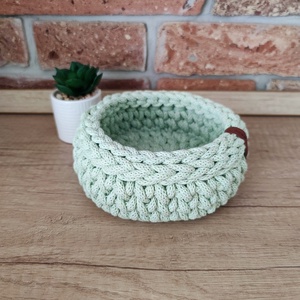 Világoszöld kosárka, Otthon & Életmód, Konyhafelszerelés, tálalás, Konyhai tárolás, Fűszertartó, Horgolás, MESKA