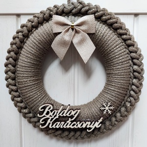 Bézs karácsony - adventi ajtódísz (22 cm) - Meska.hu