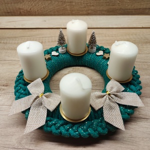 Adventi koszorú - horgolt alapon - karácsony - adventi díszek - adventi koszorú - Meska.hu