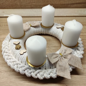 Adventi koszorú - horgolt alapon - karácsony - adventi díszek - adventi koszorú - Meska.hu