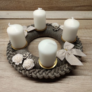 Adventi koszorú - horgolt alapon - karácsony - adventi díszek - adventi koszorú - Meska.hu