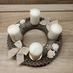Adventi koszorú - horgolt alapon, Karácsony, Adventi díszek, Adventi koszorú, Horgolás, MESKA