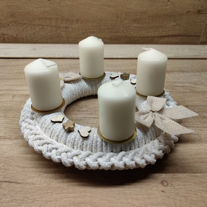 Adventi koszorú - horgolt alapon - karácsony - adventi díszek - adventi koszorú - Meska.hu