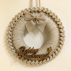 Adventi ajtódísz - világos bézs (19 cm) - Meska.hu