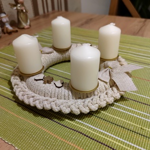 Adventi koszorú - horgolt alapon - karácsony - adventi díszek - adventi koszorú - Meska.hu