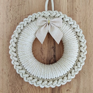 Adventi ajtódísz - világos bézs (19 cm), Karácsony, Adventi díszek, Adventi ajtódísz, Horgolás, MESKA