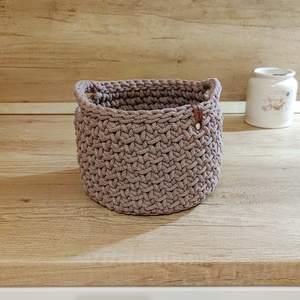 Horgolt füles kosár - Mauve - otthon & életmód - tárolás & rendszerezés - tárolókosár - Meska.hu