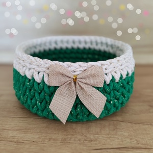 Adventi tároló kosár, Karácsony, Karácsonyi lakásdekoráció, Karácsonyi lakásdíszek, Horgolás, MESKA