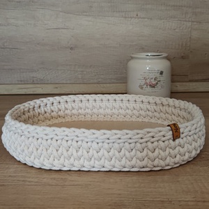 Ekrü - horgolt ovális tálca - otthon & életmód - konyhafelszerelés, tálalás - tálalás - tálca - Meska.hu