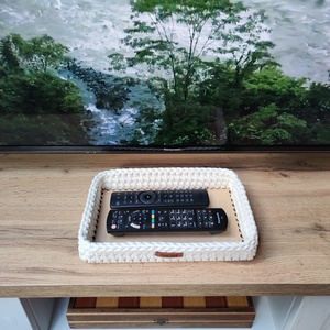 Ekrü - horgolt szögletes tálca, Otthon & Életmód, Konyhafelszerelés, tálalás, Tálalás, Tálca, Horgolás, MESKA