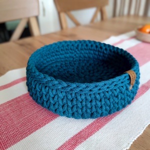 Horgolt tároló kosár - petrol, Otthon & Életmód, Tárolás & Rendszerezés, Tárolókosár, Horgolás, MESKA