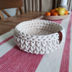 Horgolt tároló kosár - ekrü - Meska.hu