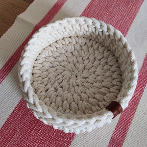 Horgolt tároló kosár - ekrü - otthon & életmód - tárolás & rendszerezés - tárolókosár - Meska.hu