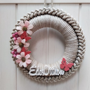 Tavaszi, nyári ajtódísz (21,5 cm átmérő), Otthon & Életmód, Dekoráció, Ajtó- és ablak dekoráció, Ajtódísz & Kopogtató, Horgolás, MESKA