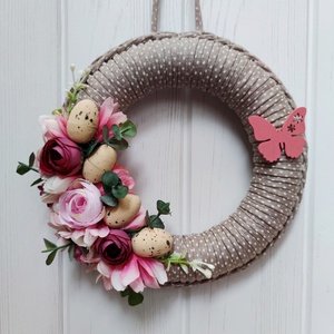 Húsvéti, tavaszi - ajtódísz (19 cm átmérő) - Meska.hu