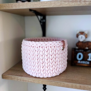 Horgolt kosár - Rózsaszín  - otthon & életmód - tárolás & rendszerezés - tárolókosár - Meska.hu