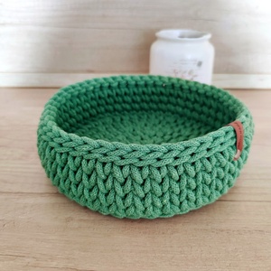 Horgolt tároló kosár - aloé zöld - Meska.hu