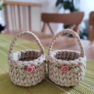 Húsvéti kosárka - bézs, Otthon & Életmód, Tárolás & Rendszerezés, Tárolókosár, Horgolás, MESKA