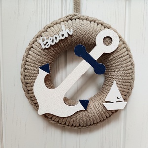 Tengerész - ajtódísz (17 cm átmérő), Otthon & Életmód, Dekoráció, Ajtó- és ablak dekoráció, Ajtódísz & Kopogtató, Horgolás, MESKA