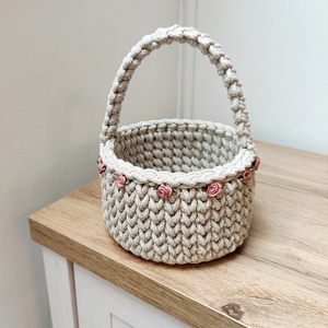 Horgolt füles kosár Húsvétra, Anyák napjára, Gyermeknapra, Esküvőre - Meska.hu