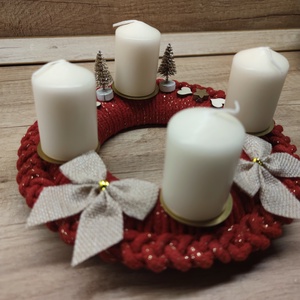 Adventi koszorú - horgolt alapon - karácsony - adventi díszek - adventi koszorú - Meska.hu