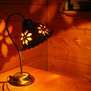 Terrakotta virágos áttört - asztali lámpa - otthon & lakás - lámpa - asztali lámpa - Meska.hu