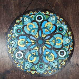 Mandala, Otthon & Életmód, Dekoráció, Kép & Falikép, Fából készült kép, Gravírozás, pirográfia, Festett tárgyak, MESKA