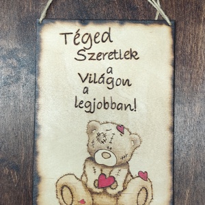 Szeretlek tábla, Otthon & Életmód, Dekoráció, Kép & Falikép, Fából készült kép, Gravírozás, pirográfia, MESKA