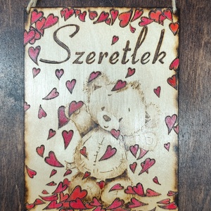 Szeretlek tábla, Otthon & Életmód, Dekoráció, Kép & Falikép, Fából készült kép, Gravírozás, pirográfia, MESKA
