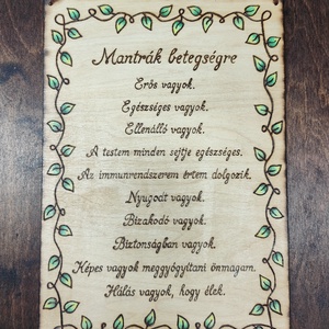 Mantra tábla- Betegségre - otthon & életmód - dekoráció - kép & falikép - fából készült kép - Meska.hu