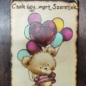 Szeretlek tábla , Otthon & Életmód, Dekoráció, Kép & Falikép, Fából készült kép, Gravírozás, pirográfia, MESKA