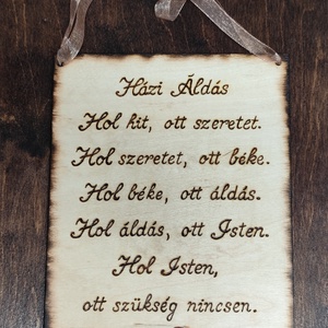 Házi áldás, Otthon & Életmód, Dekoráció, Kép & Falikép, Fából készült kép, Gravírozás, pirográfia, MESKA