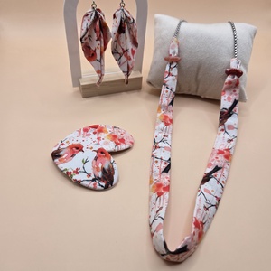 Madár mintás textil ékszer szett. - ékszer - ékszerszett - Meska.hu