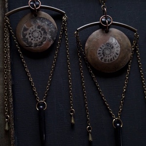 Ősidő fosszilis fülbevaló, Ékszer, Fülbevaló, Lógó fülbevaló, Ékszerkészítés, Fémmegmunkálás, MESKA