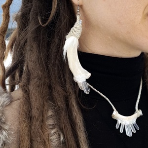 Hóvilág  Jégkristály talizmán csonttal, valódi szőrrel - ékszer - ékszerszett - Meska.hu