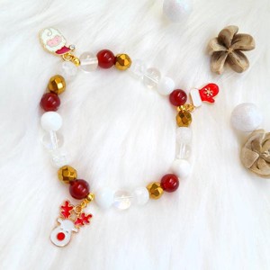 Karácsony charm ásványkarkötő - rénszarvas, Ékszer, Karkötő, Gyöngyös karkötő, , MESKA